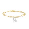 Thumbnail Image 1 of 1/6 CT. T.W. Diamond Capricorn Dangle Charm Paper Clip Link Bracelet in Sterling Silver with 14K Gold Plate