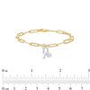 Thumbnail Image 3 of 1/6 CT. T.W. Diamond Capricorn Dangle Charm Paper Clip Link Bracelet in Sterling Silver with 14K Gold Plate