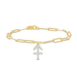 1/6 CT. T.W. Diamond Sagittarius Dangle Charm Paper Clip Link Bracelet in Sterling Silver with 14K Gold Plate