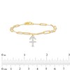 Thumbnail Image 2 of 1/6 CT. T.W. Diamond Sagittarius Dangle Charm Paper Clip Link Bracelet in Sterling Silver with 14K Gold Plate