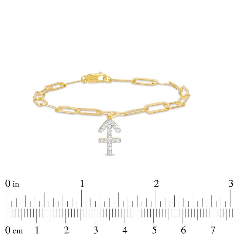 1/6 CT. T.W. Diamond Sagittarius Dangle Charm Paper Clip Link Bracelet in Sterling Silver with 14K Gold Plate