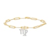 Thumbnail Image 1 of 1/6 CT. T.W. Diamond Virgo Dangle Charm Paper Clip Link Bracelet in Sterling Silver with 14K Gold Plate