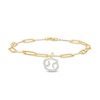 Thumbnail Image 1 of 1/6 CT. T.W. Diamond Cancer Dangle Charm Paper Clip Link Bracelet in Sterling Silver with 14K Gold Plate