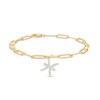 Thumbnail Image 1 of 1/6 CT. T.W. Diamond Pisces Dangle Charm Paper Clip Link Bracelet in Sterling Silver with 14K Gold Plate