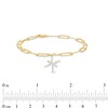 Thumbnail Image 3 of 1/6 CT. T.W. Diamond Pisces Dangle Charm Paper Clip Link Bracelet in Sterling Silver with 14K Gold Plate