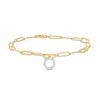Thumbnail Image 0 of 1/6 CT. T.W. Diamond Taurus Dangle Charm Paper Clip Link Bracelet in Sterling Silver with 14K Gold Plate
