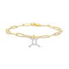 Thumbnail Image 1 of 1/6 CT. T.W. Diamond Gemini Dangle Charm Paper Clip Link Bracelet in Sterling Silver with 14K Gold Plate