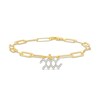 Thumbnail Image 1 of 1/6 CT. T.W. Diamond Aquarius Dangle Charm Paper Clip Link Bracelet in Sterling Silver with 14K Gold Plate