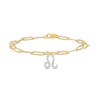 Thumbnail Image 1 of 1/6 CT. T.W. Diamond Leo Dangle Charm Paper Clip Link Bracelet in Sterling Silver with 14K Gold Plate