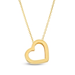 Tilted Heart Outline Pendant in 10K Gold