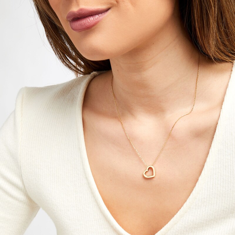 Main Image 2 of Tilted Heart Outline Pendant in 10K Gold