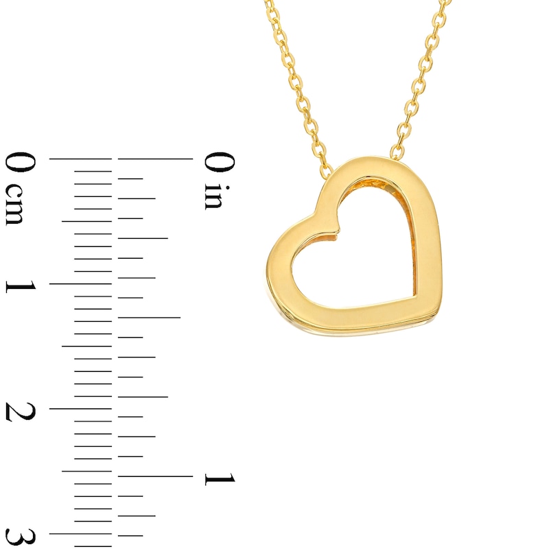 Main Image 3 of Tilted Heart Outline Pendant in 10K Gold
