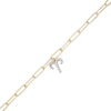 Thumbnail Image 1 of 1/6 CT. T.W. Diamond Aries Dangle Charm Paper Clip Link Bracelet in Sterling Silver with 14K Gold Plate