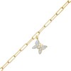 Thumbnail Image 1 of 1/5 CT. T.W. Diamond Butterfly Dangle Charm Paper Clip Link Bracelet in Sterling Silver with 14K Gold Plate