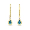 Thumbnail Image 2 of Pear-Shaped London Blue Topaz and Diamond Accent Rope Frame Drop Earrings in 10K Gold