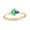 Thumbnail Image 1 of Marquise Emerald, Pear-Shaped Blue Sapphire, and Diamond Accent Tapered Shank Ring in 10K Gold