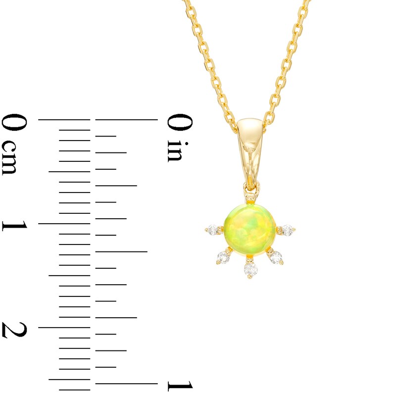 Main Image 3 of 5.0mm Opal and Diamond Accent Starburst Pendant in 10K Gold