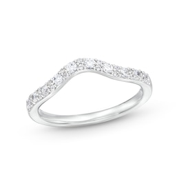 1/3 CT. T.W. Diamond Wavy Contour Wedding Band in 14K White Gold