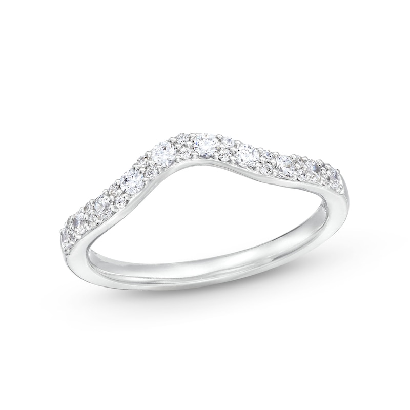 Main Image 1 of 1/3 CT. T.W. Diamond Wavy Contour Wedding Band in 14K White Gold