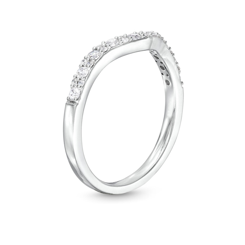 Main Image 3 of 1/3 CT. T.W. Diamond Wavy Contour Wedding Band in 14K White Gold