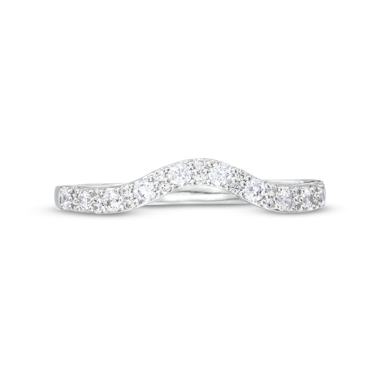 Main Image 4 of 1/3 CT. T.W. Diamond Wavy Contour Wedding Band in 14K White Gold