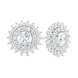 1-1/2 CT. T.W. Certified Lab-Grown Diamond Double Sunburst Frame Stud Earrings in 14K White Gold (F/SI2)