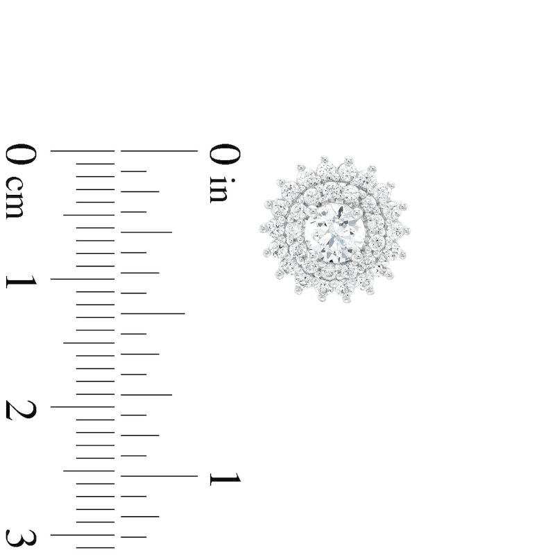 Main Image 3 of 1-1/2 CT. T.W. Certified Lab-Grown Diamond Double Sunburst Frame Stud Earrings in 14K White Gold (F/SI2)