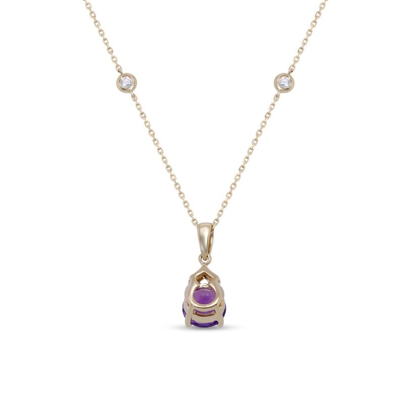 Main Image 3 of 7.0mm Amethyst and 1/10 CT. T.W. Diamond Pendant in 10K Gold