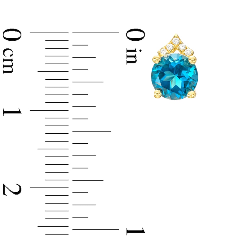 Main Image 3 of 6.0mm London Blue Topaz and Diamond Accent Stud Earrings in 10K Gold