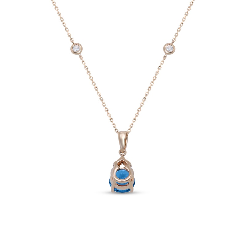 Main Image 3 of 7.0mm London Blue Topaz and 1/10 CT. T.W. Diamond Pendant in 10K Gold