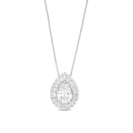 1 CT. T.W. Certified Pear-Shaped Lab-Grown Diamond Double Frame Pendant in 14K White Gold (F/SI2)