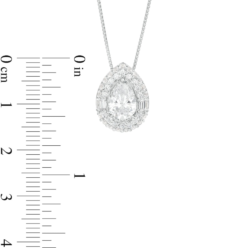 Main Image 3 of 1 CT. T.W. Certified Pear-Shaped Lab-Grown Diamond Double Frame Pendant in 14K White Gold (F/SI2)