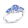 Thumbnail Image 1 of Oval Tanzanite and 1/8 CT. T.W. Diamond Collar Ring in 14K White Gold
