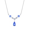 Thumbnail Image 1 of Pear-Shaped Tanzanite and 1/10 CT. T.W. Diamond "Y" Necklace in 14K White Gold – 16"