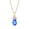 Thumbnail Image 1 of Oval Tanzanite and 1/15 CT. T.W. Baguette Diamond Pendant in 14K Gold