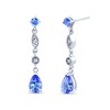 Thumbnail Image 1 of Pear-Shaped Tanzanite and 1/20 CT. T.W. Diamond Drop Earrings in 14K White Gold