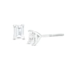 Thumbnail Image 1 of 1/2 CT. T.W. Certified Emerald-Cut Lab-Grown Diamond Solitaire Stud Earrings in 14K White Gold (F/SI2)