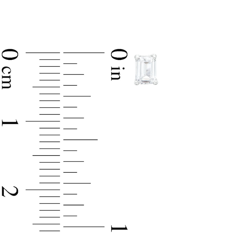 Main Image 2 of 1/2 CT. T.W. Certified Emerald-Cut Lab-Grown Diamond Solitaire Stud Earrings in 14K White Gold (F/SI2)