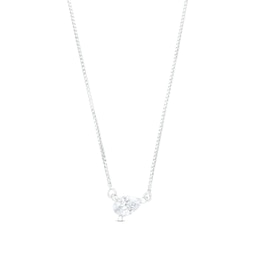 1/3 CT. Certified Pear-Shaped Lab-Grown Diamond Solitaire Tilted Necklace in 14K White Gold (F/SI2)