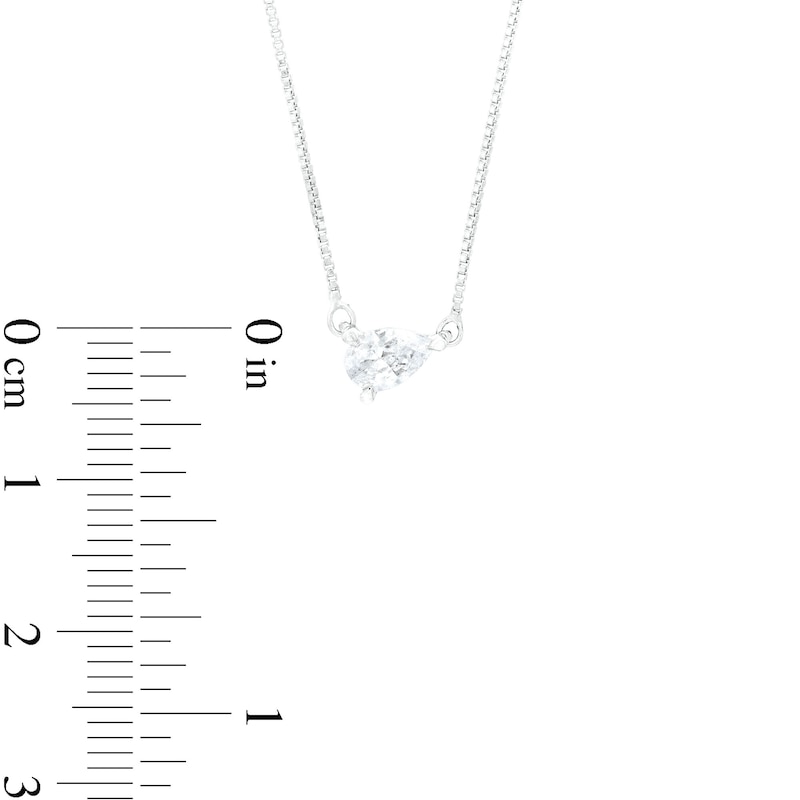 Main Image 4 of 1/3 CT. Certified Pear-Shaped Lab-Grown Diamond Solitaire Tilted Necklace in 14K White Gold (F/SI2)