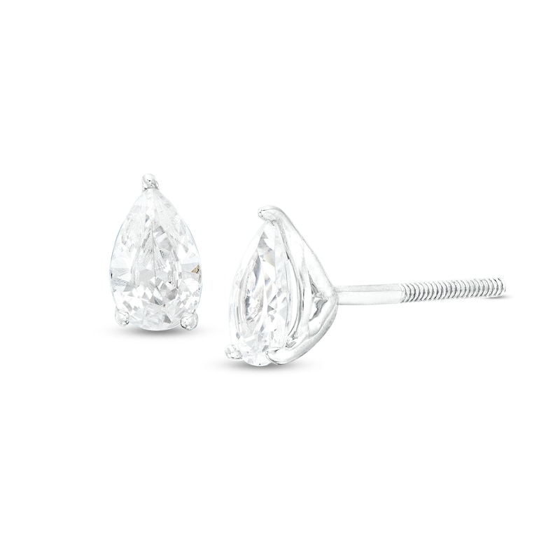 Main Image 1 of 1/2 CT. T.W. Certified Pear-Shaped Lab-Grown Diamond Solitaire Stud Earrings in 14K White Gold (F/SI2)