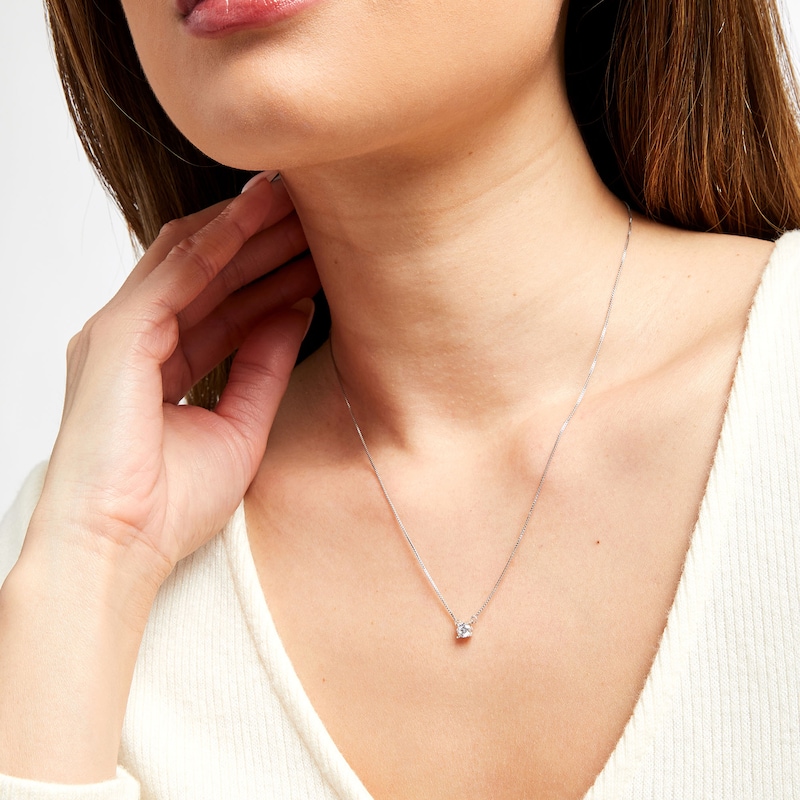 Main Image 2 of 1/3 CT. Certified Lab-Grown Diamond Solitaire Necklace in 14K White Gold (F/SI2)