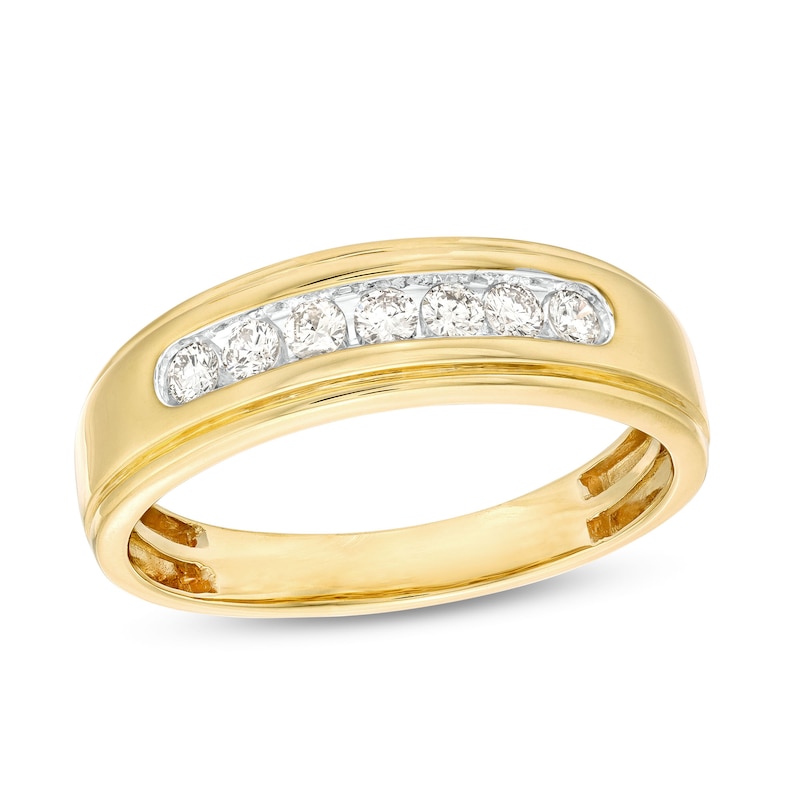 Men's 1/3 CT. T.W. Diamond Seven Stone Wedding Band in 10K Gold | Zales ...