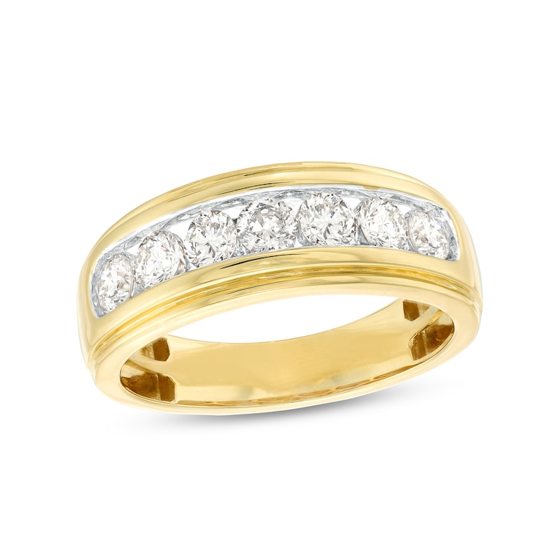 Main Image 1 of 1-1/5 CT. T.W. Diamond Seven Stone Wedding Band in 10K Gold