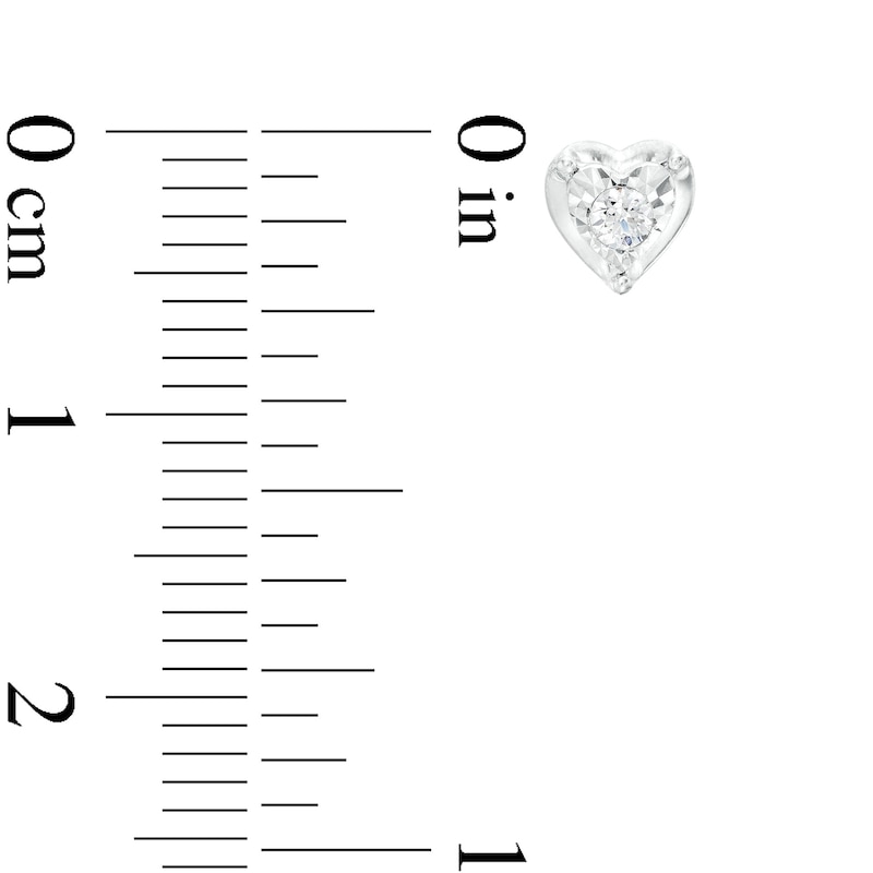 Main Image 3 of 1/10 CT. T.W. Diamond Solitaire Heart Stud Earrings in 10K White Gold (J/I3)