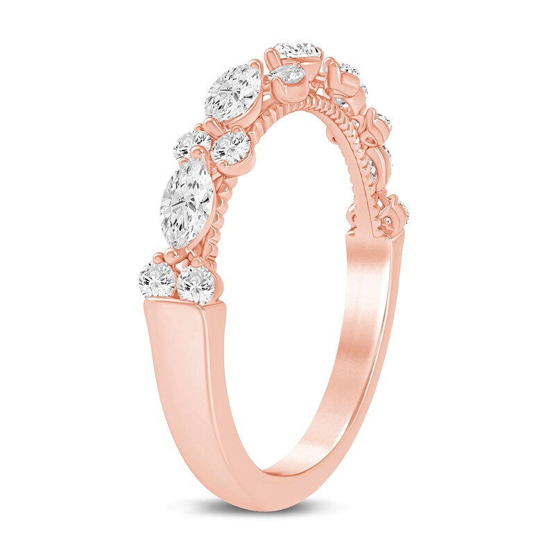 Main Image 2 of 1/2 CT. T.W. Diamond Marquise and Round Alternating Anniversary Band in 14K Rose Gold