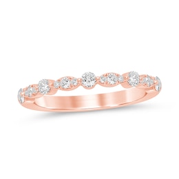 1/3 CT. T.W. Diamond Marquise and Round Alternating Anniversary Band in 10K Rose Gold