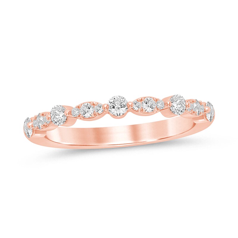 Main Image 1 of 1/3 CT. T.W. Diamond Marquise and Round Alternating Anniversary Band in 10K Rose Gold