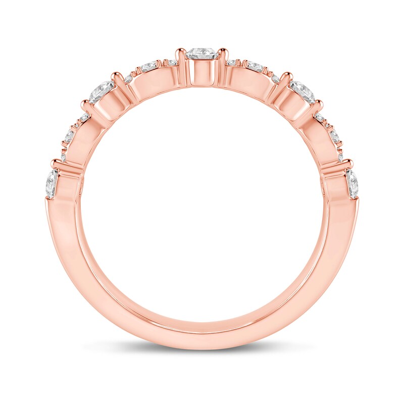 Main Image 3 of 1/3 CT. T.W. Diamond Marquise and Round Alternating Anniversary Band in 10K Rose Gold