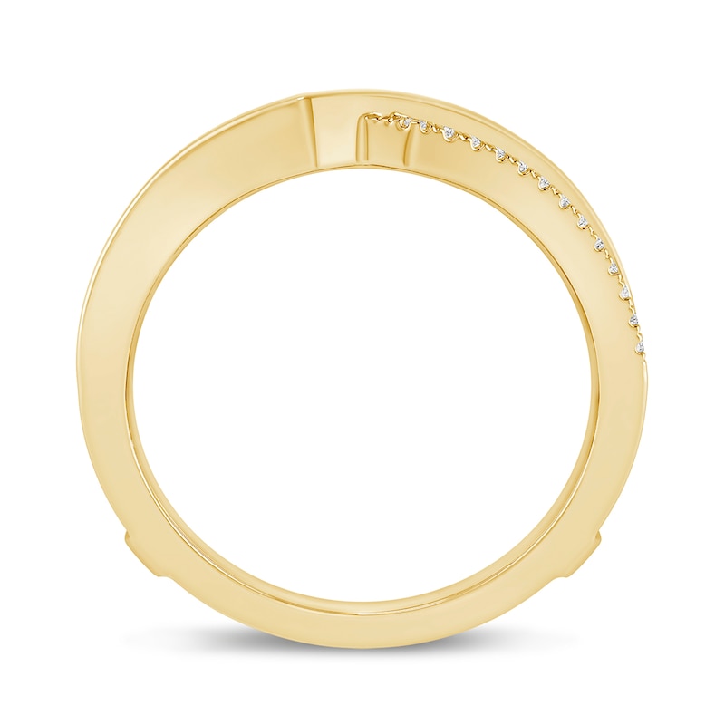 Main Image 3 of 1/8 CT. T.W. Diamond Double Row Cross-Over Solitaire Enhancer in 14K Gold